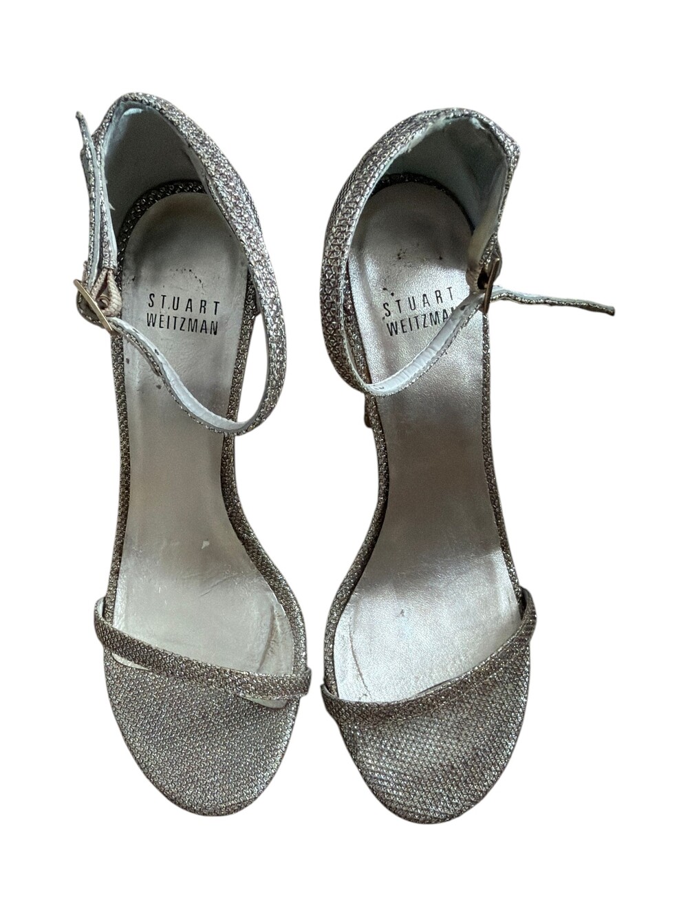 Stuart Weitzman Silver Textured Stiletto Heels - 7